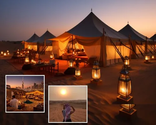 BBQ dinner and live shows in desert camp